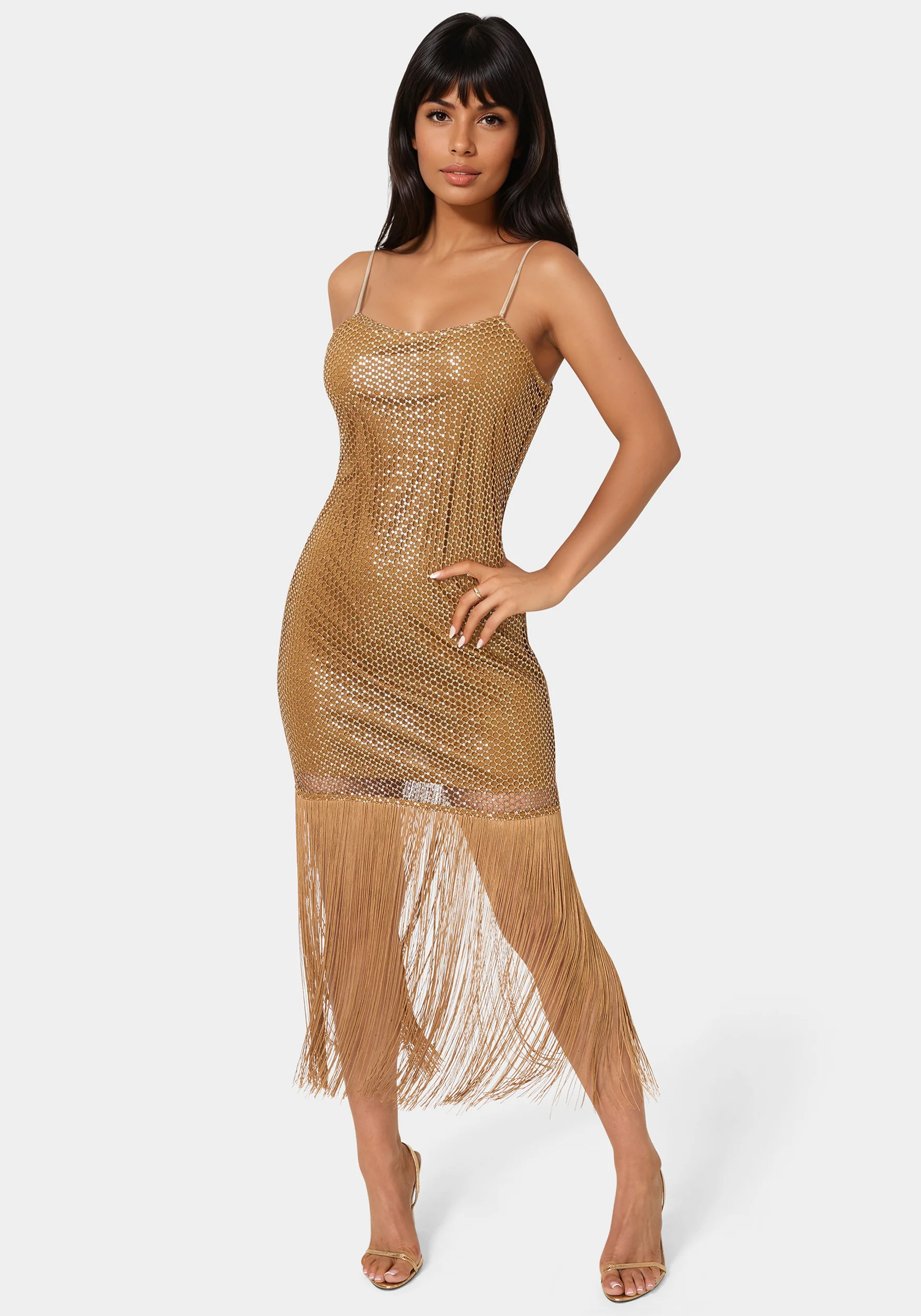 Sequin Crochet Fringe Dress