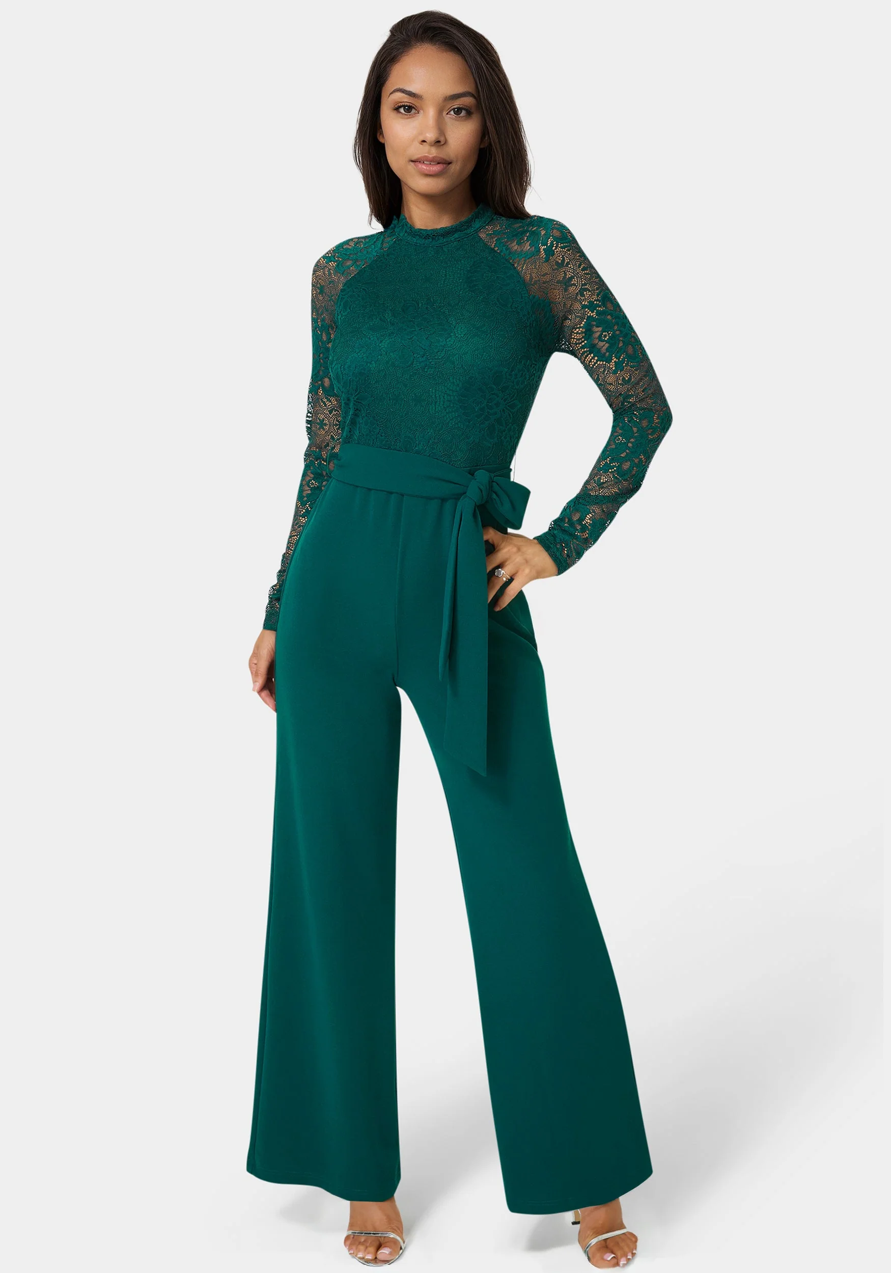Lace Bodice Straight Leg Jumpsuit
